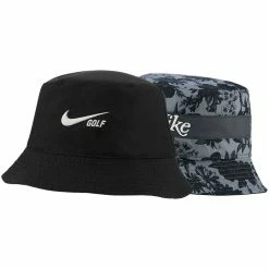 Nike Dri-FIT Reversible Bucket Hat -Single Iron Shop nike dri fit reversible bucket hat black front itempicture