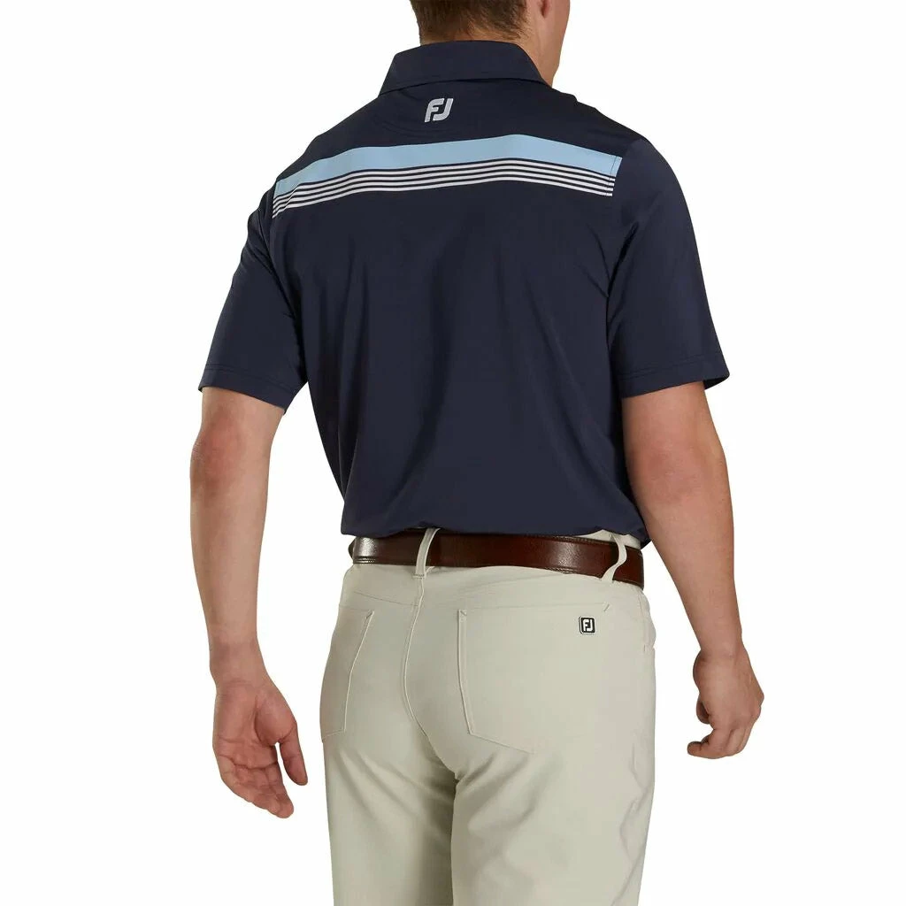 FootJoy Athletic Fit Lisle Engineered ChestBand Self Collar Navy Mens Golf Polo 2 FootJoy Athletic Fit Lisle Engineered ChestBand Self Collar Navy Mens Golf Polo - Image 2