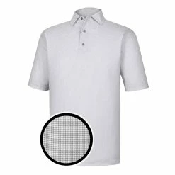FootJoy Heather Lisle Houndstooth Self Collar Grey Mens Golf Polo