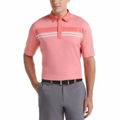 Callaway Birdseye Block Mens Golf Polo -Single Iron Shop 17876 SUNKISTCORAL