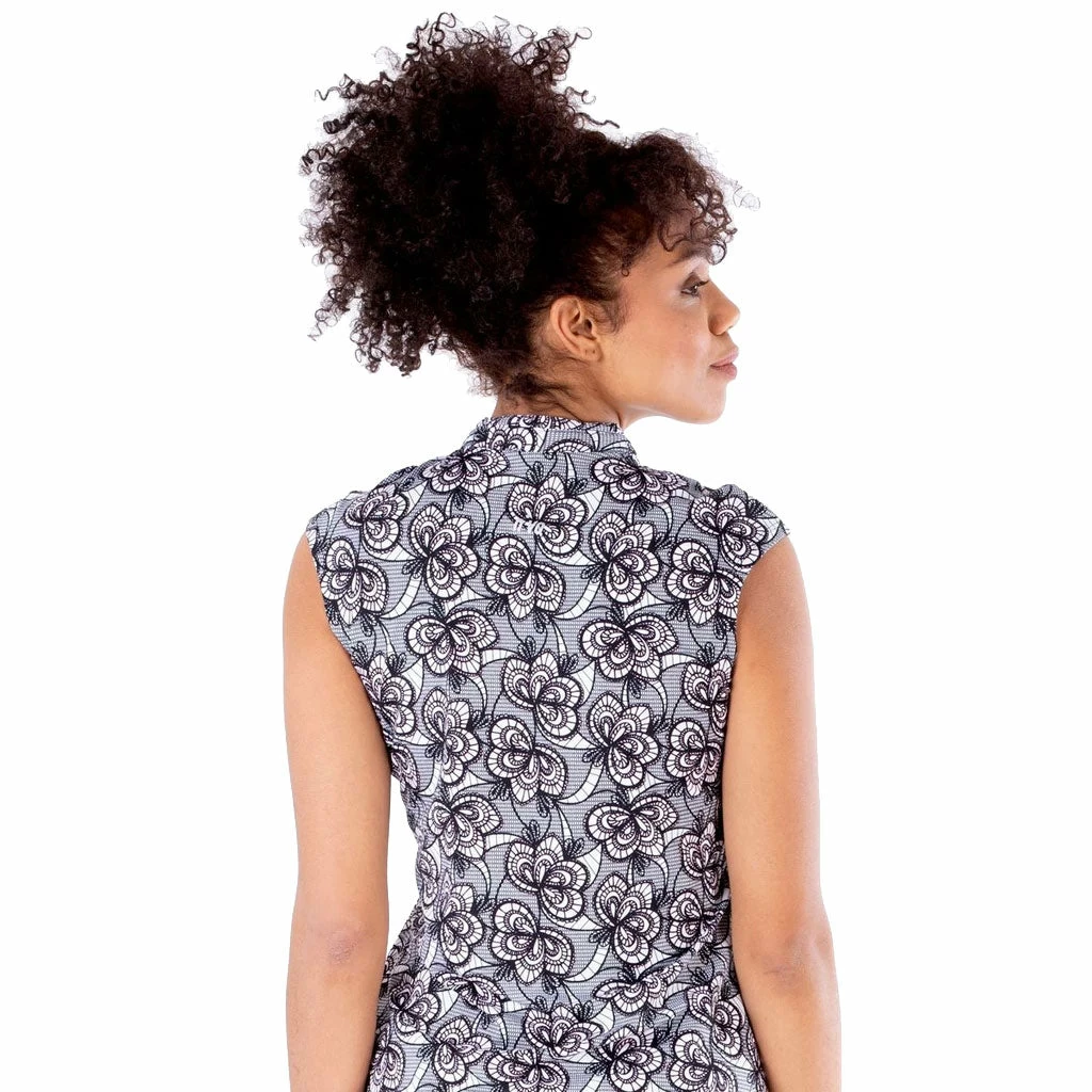 NVO Lilith Mock Black Womens Sleeveless Golf Polo 2 NVO Lilith Mock Black Womens Sleeveless Golf Polo - Image 2