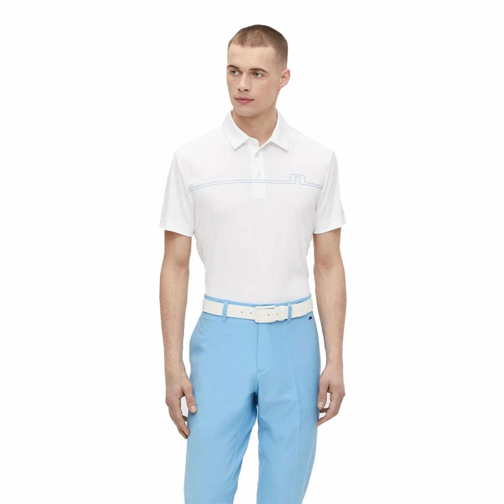 J.Lindeberg J. Lindeberg Clay Regular Fit White Mens Golf Polo 1 J.Lindeberg J. Lindeberg Clay Regular Fit White Mens Golf Polo