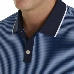 FootJoy Lisle Ministripe Knit Collar Navy Mens Golf Polo -Single Iron Shop 20224 NAVYLAGOON 2 5456e740 2956 4e82 b3f3 e0873ae4f437