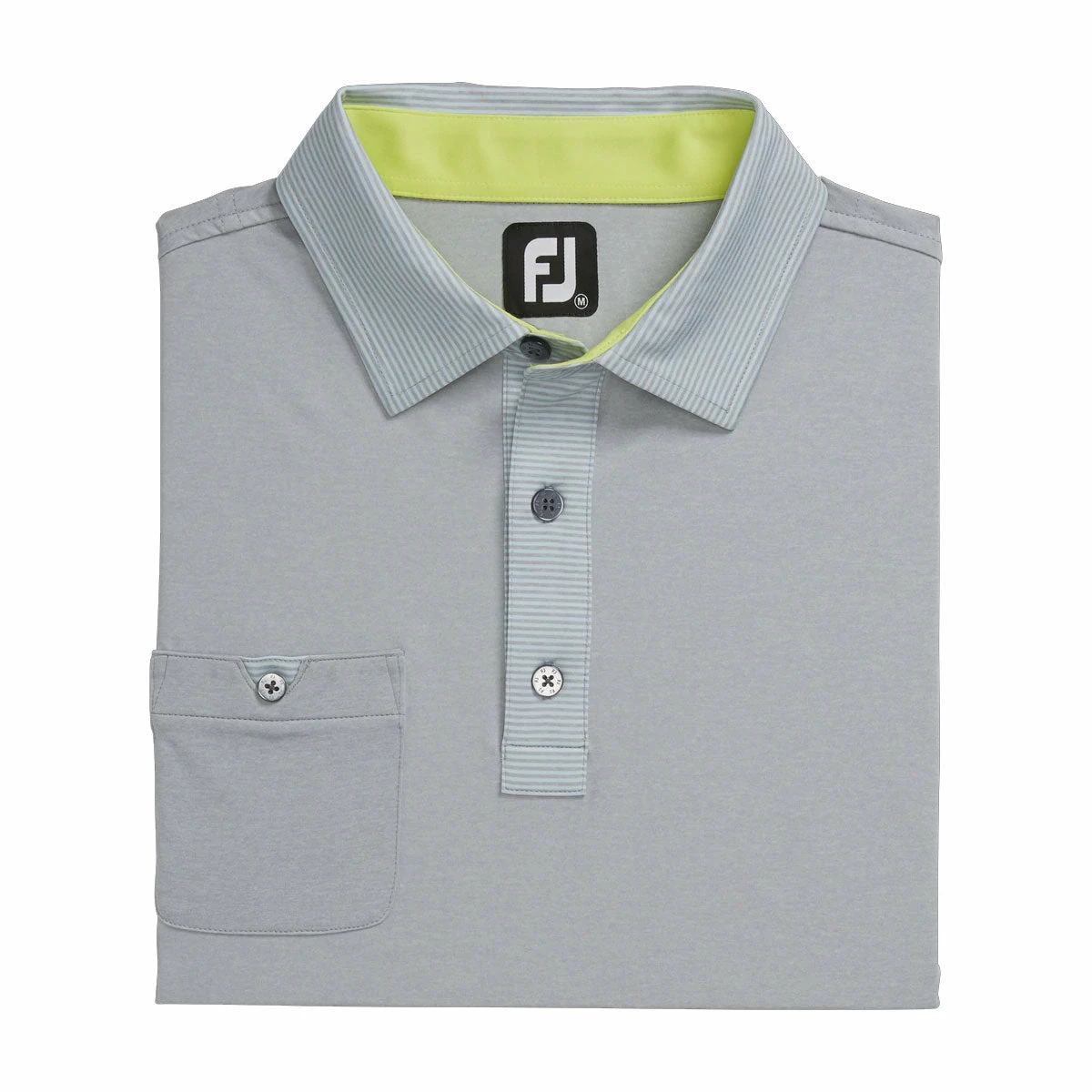 FootJoy Lisle Solid With Pinstripe Heather Grey Mens Golf Polo 4 FootJoy Lisle Solid With Pinstripe Heather Grey Mens Golf Polo - Image 4