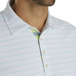 FootJoy Pique Mixed Stripe Self Collar White-Ice Blue Mens Golf Polo -Single Iron Shop 21004 WHITEICEBLUE 2 a6236946 3ec1 4c19 ad51 1c55bd8cf473