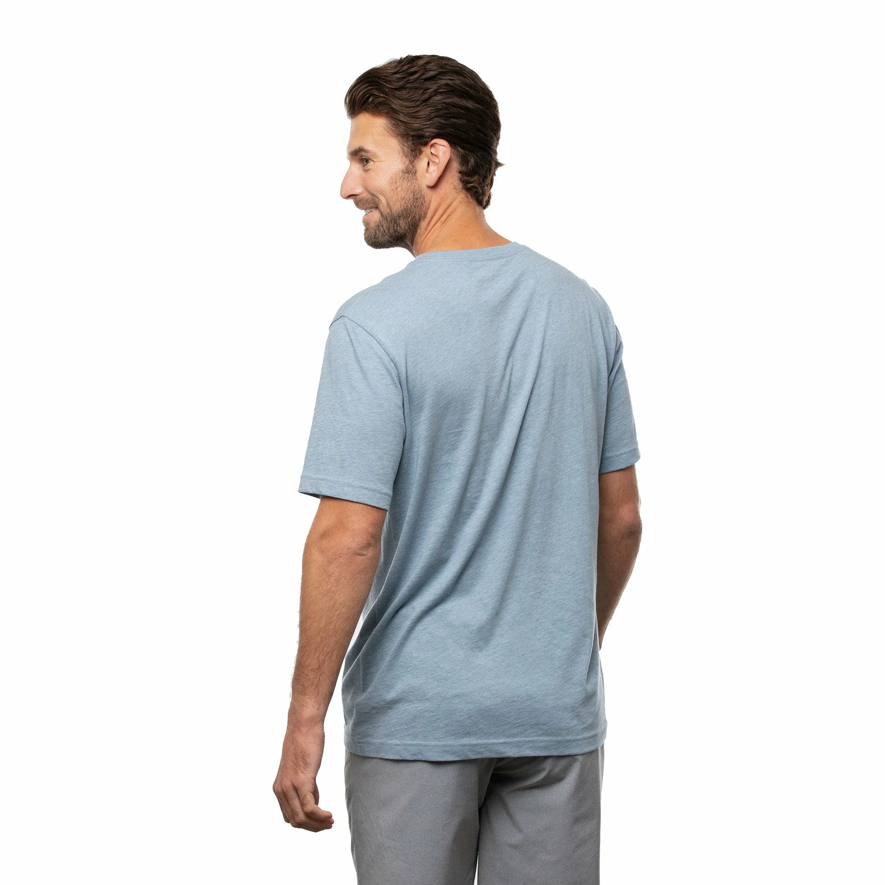 TravisMathew Mixologist Heather Federal Blue Mens Golf T-Shirt 2 TravisMathew Mixologist Heather Federal Blue Mens Golf T-Shirt - Image 2
