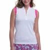 EP NY EP New York Mandarin Collar Zip White Womens Golf Polo