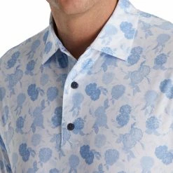FootJoy Lisle Vintage Floral Print Sky Mens Golf Polo -Single Iron Shop 21639 SKY 2