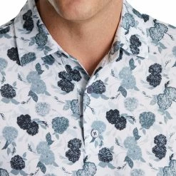 FootJoy Vintage Floral Print Lisle Mens Golf Polo -Single Iron Shop 21650 BLACK 2