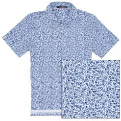 Polo Ralph Lauren RLX Ralph Lauren Printed Lightweight Airflow Jersey Blue Lagoon Mens Golf Polo