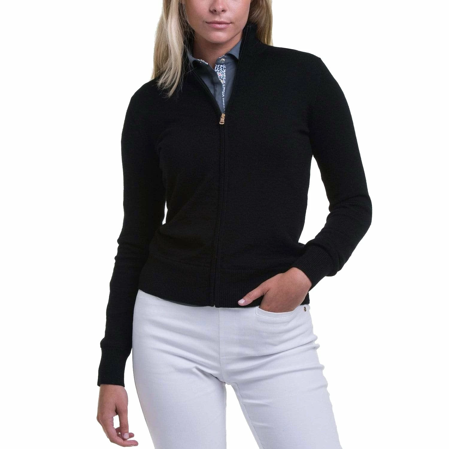 Fairway & Greene Abbey Merino Black Womens Golf Windsweater 1 Fairway & Greene Abbey Merino Black Womens Golf Windsweater