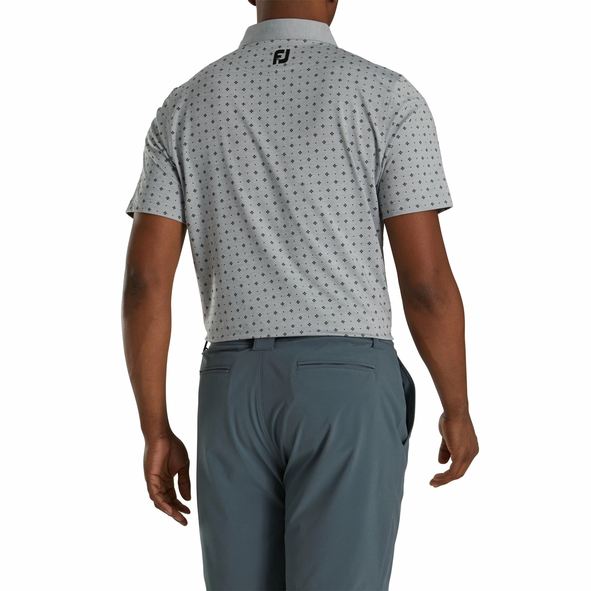 FootJoy Athletic Fit Deco Print Heather Grey Mens Golf Polo 2 FootJoy Athletic Fit Deco Print Heather Grey Mens Golf Polo - Image 2
