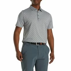 FootJoy Athletic Fit Deco Print Heather Grey Mens Golf Polo