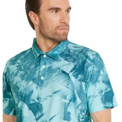 PUMA Golf Puma MATTR Palm Leaves Mens Golf Polo -Single Iron Shop 23295 ANGELBLUE02 2