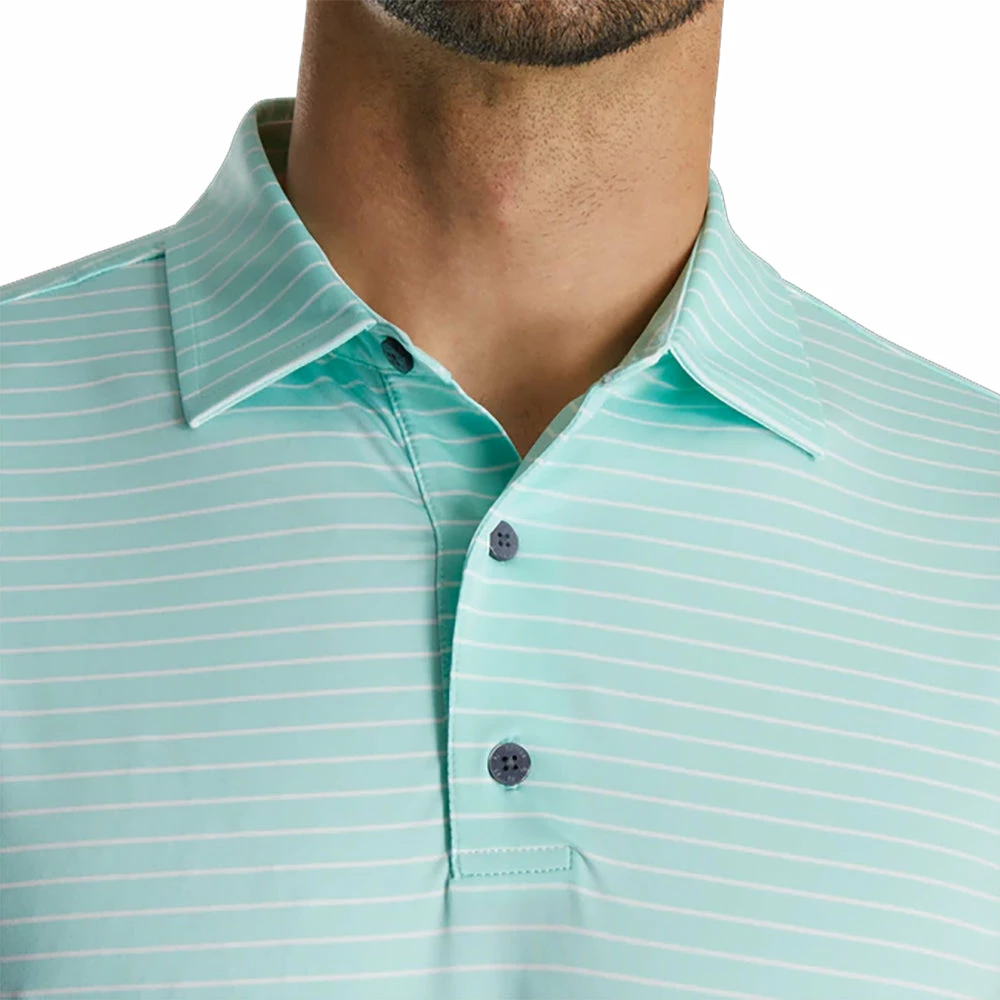 FootJoy Athletic Fit Classic Stripe Mint Mens Golf Polo 3 FootJoy Athletic Fit Classic Stripe Mint Mens Golf Polo - Image 3