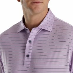 FootJoy Triple Pinstripe Lisle Lavender Mens Golf Polo -Single Iron Shop 24746 LAVENDER 2
