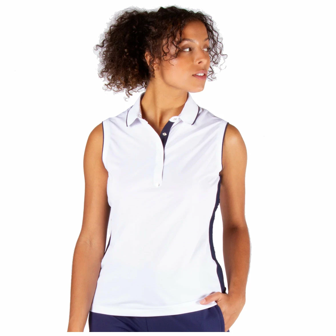NVO Basia White Womens Sleeveless Golf Polo 1 NVO Basia White Womens Sleeveless Golf Polo
