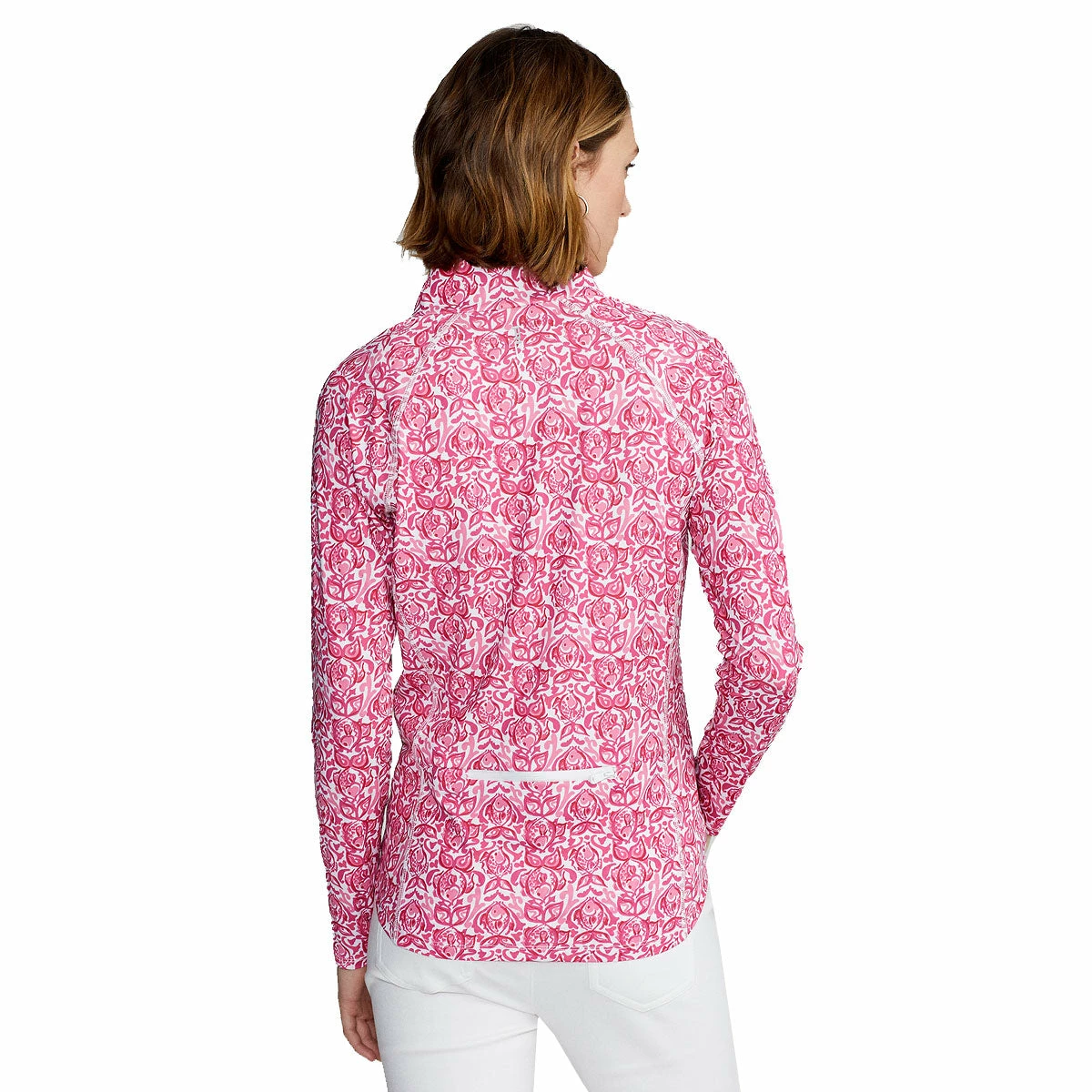 Polo Ralph Lauren RLX Ralph Lauren Printed Airflow Jersey Bright Pink Fish Womens Golf 1/4 Zip 2 Polo Ralph Lauren RLX Ralph Lauren Printed Airflow Jersey Bright Pink Fish Womens Golf 1/4 Zip - Image 2