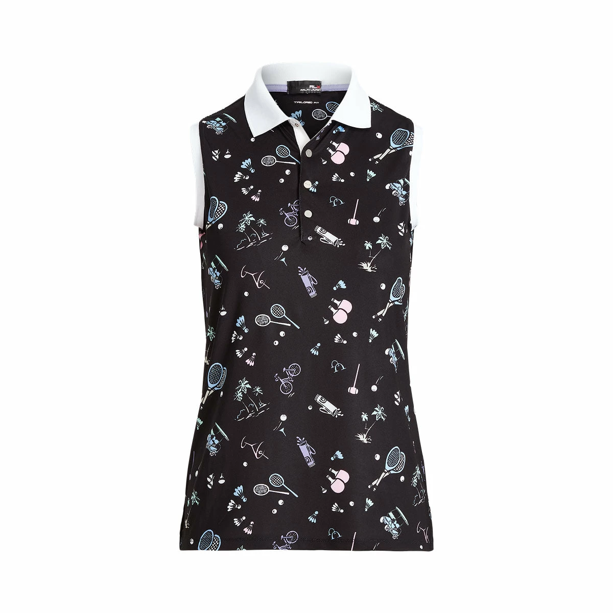 Polo Ralph Lauren RLX Ralph Lauren Printed Airflow Black Deco Womens Sleeveless Golf Polo 1 Polo Ralph Lauren RLX Ralph Lauren Printed Airflow Black Deco Womens Sleeveless Golf Polo
