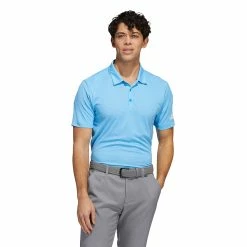 Adidas Golf Adidas Heather HEAT.RDY Blue Rush Mens Golf Polo