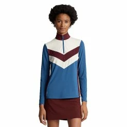 Polo Ralph Lauren RLX Ralph Lauren Power Stretch Cricket Indigo Blue Multi Womens Golf 1/4 Zip