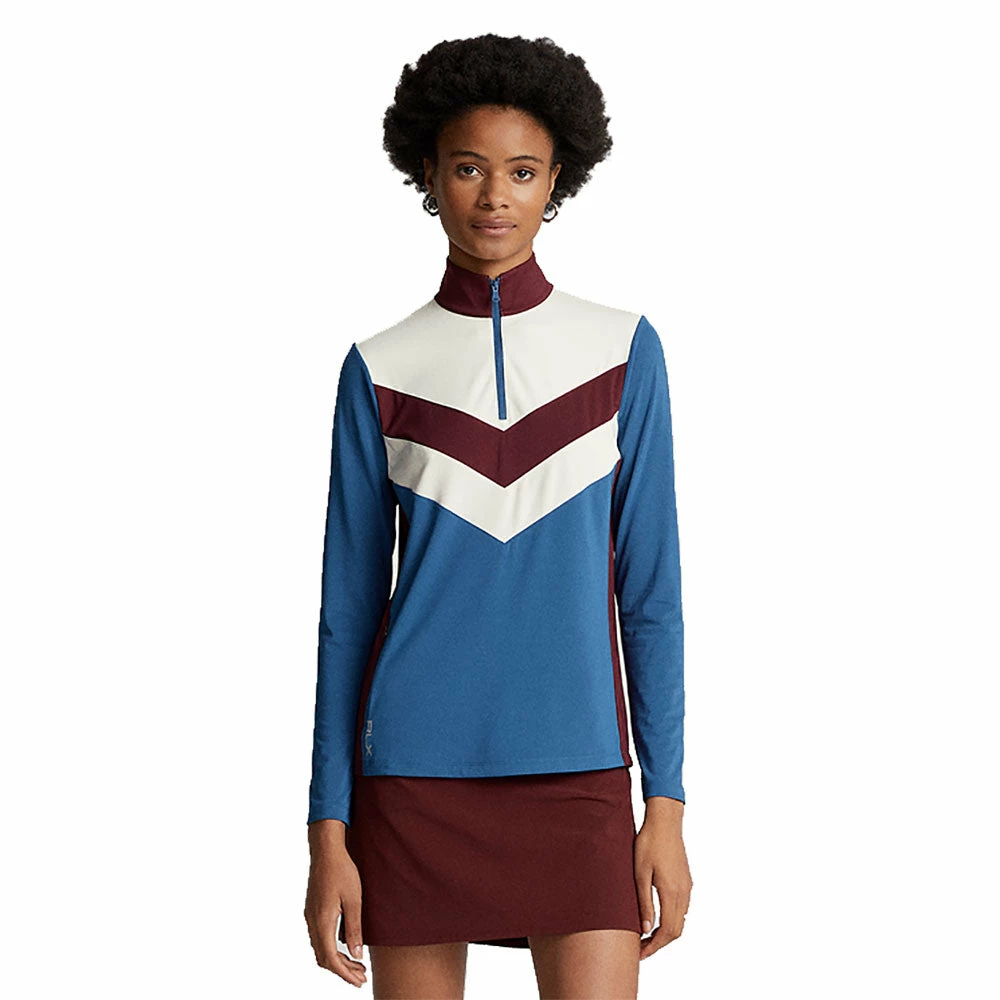 Polo Ralph Lauren RLX Ralph Lauren Power Stretch Cricket Indigo Blue Multi Womens Golf 1/4 Zip 1 Polo Ralph Lauren RLX Ralph Lauren Power Stretch Cricket Indigo Blue Multi Womens Golf 1/4 Zip