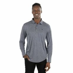 TravisMathew Wilderness Mens Long Sleeve Golf Polo -Single Iron Shop 27020 HTHRBLACK0HBL