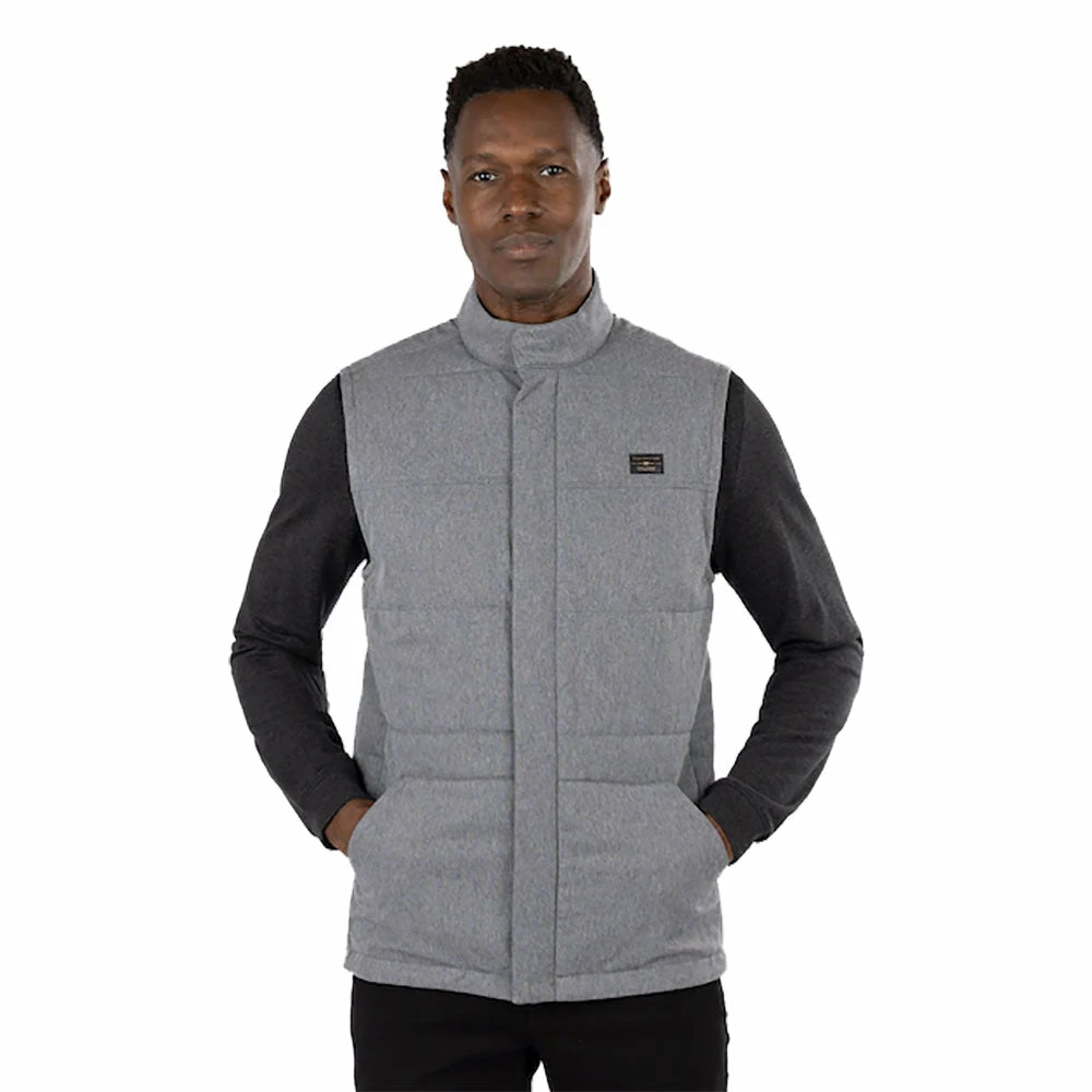 TravisMathew Heated Negotiations Heather Dark Grey Mens Golf Vest 1 TravisMathew Heated Negotiations Heather Dark Grey Mens Golf Vest