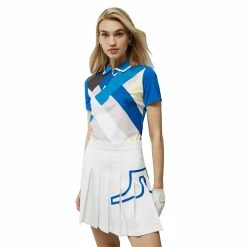 J.Lindeberg J. Lindeberg Antonia Printed Blue Grey Flag Womens Golf Polo