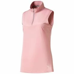 PUMA Golf Puma Mock Womens Sleeveless Golf Shirt -Single Iron Shop 577929 13BRIDALROSE